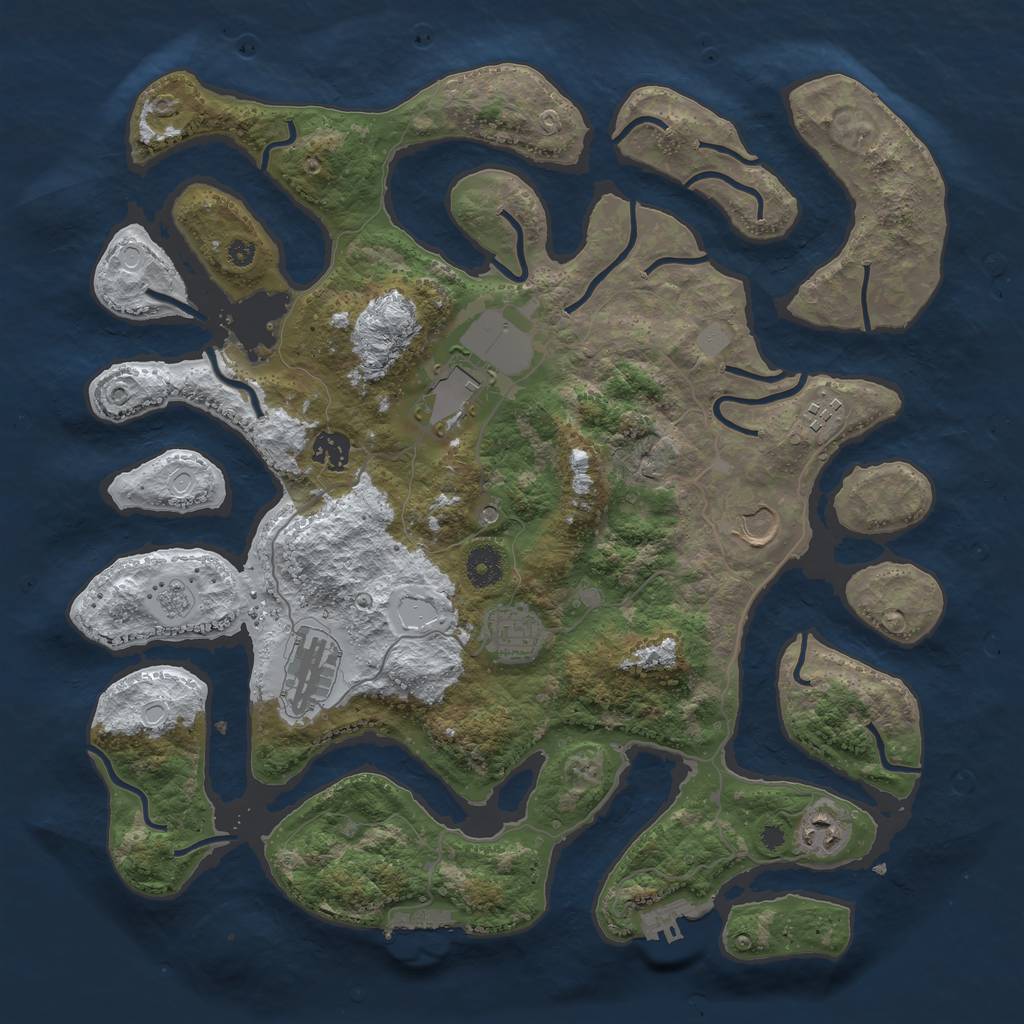 Rust Map: Procedural Map, Size: 3901, Seed: 123456, 16 Monuments