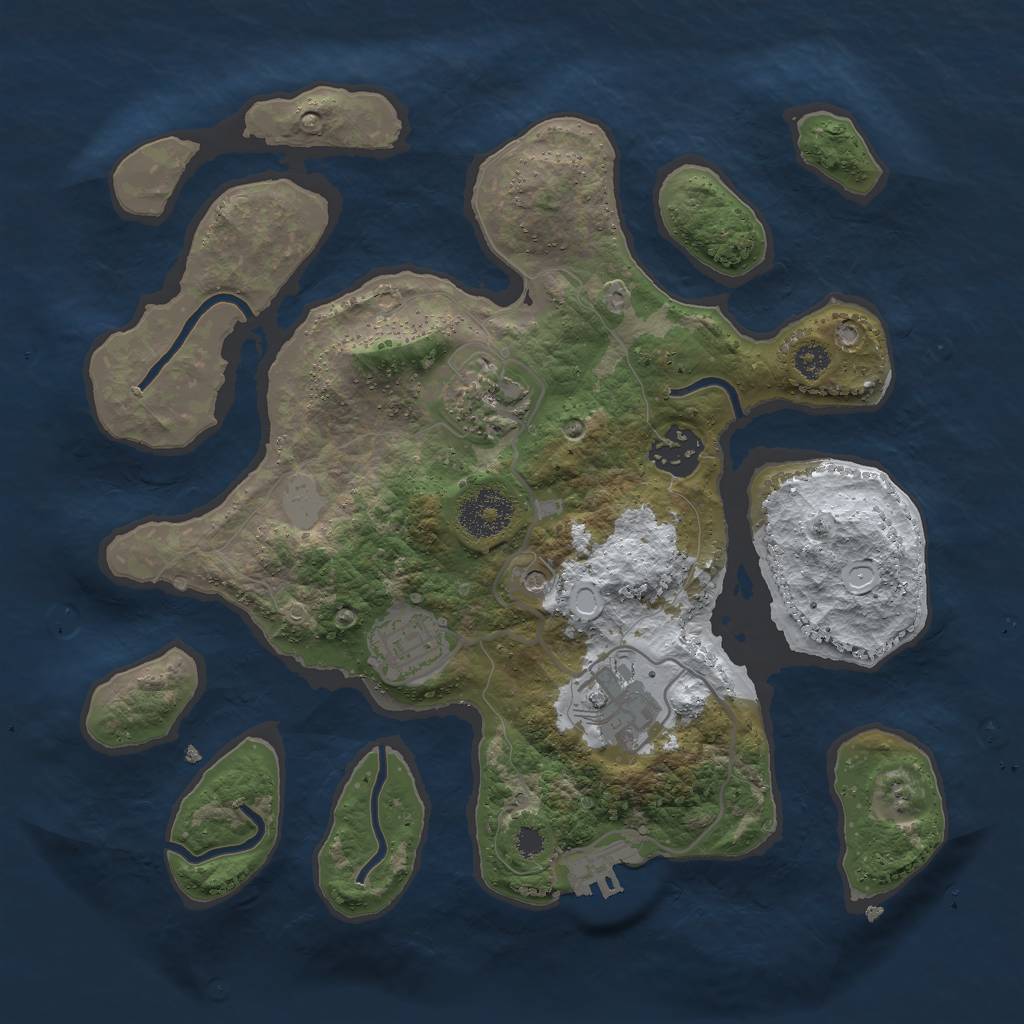 Rust Map: Procedural Map, Size: 3000, Seed: 800680763, 11 Monuments