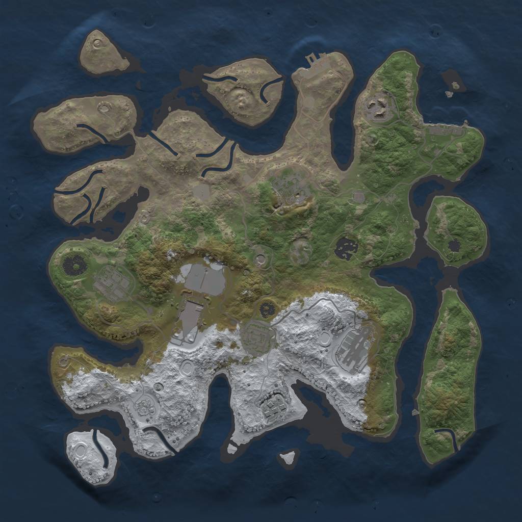 Rust Map: Procedural Map, Size: 3500, Seed: 6328764, 17 Monuments