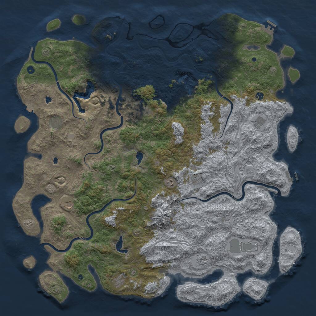 Rust Map: Procedural Map, Size: 6000, Seed: 63070106, 17 Monuments