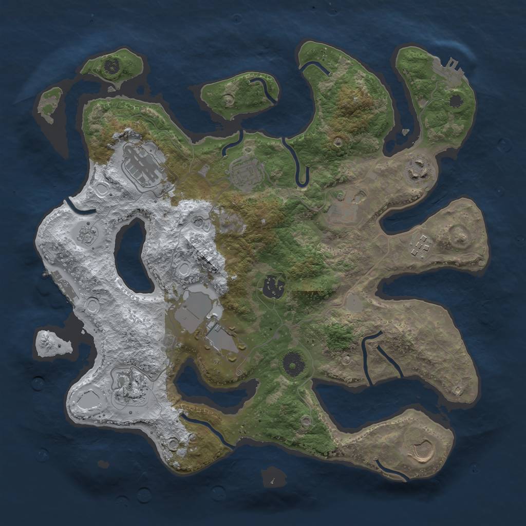 Rust Map: Procedural Map, Size: 3500, Seed: 4226122, 18 Monuments