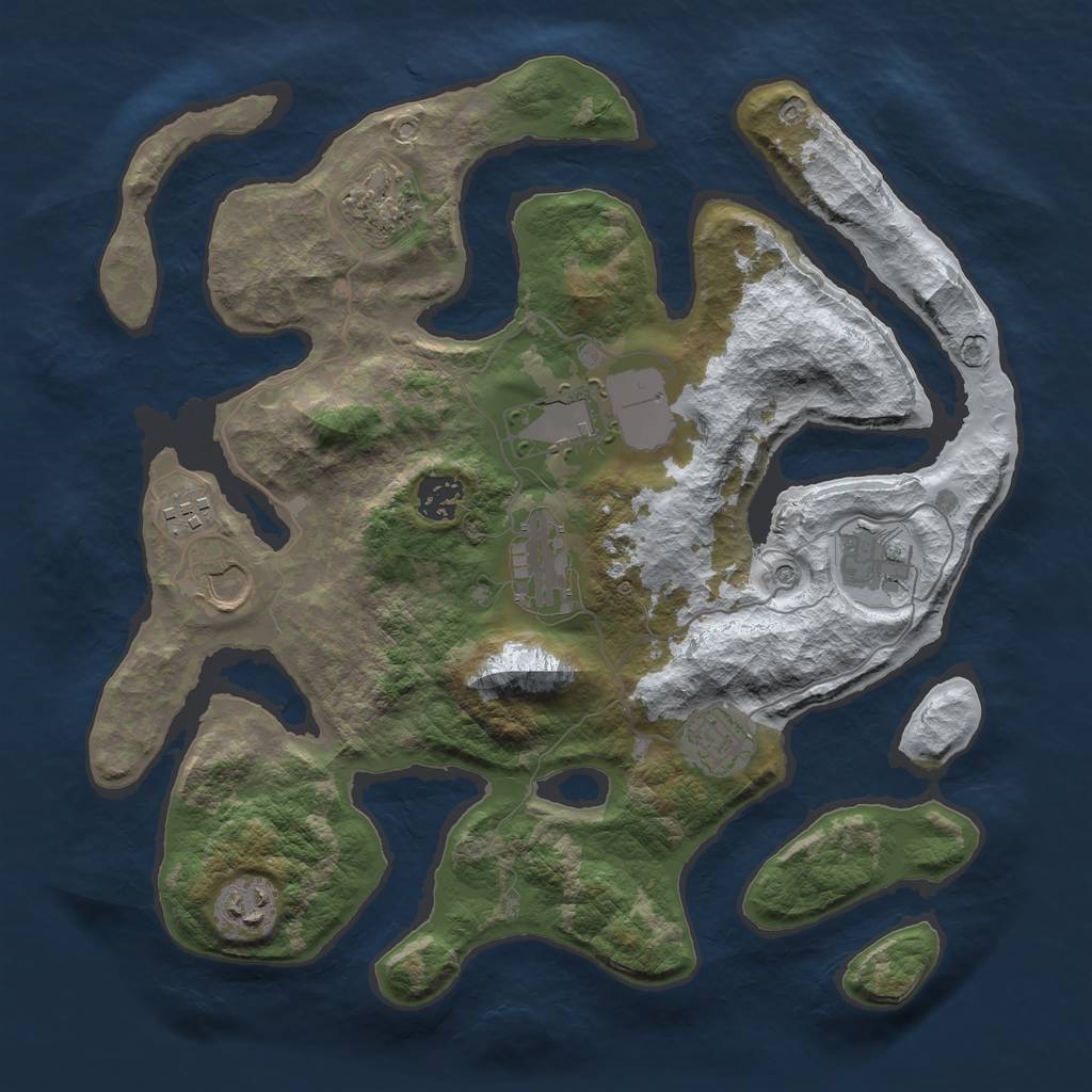 Rust Map: Barren, Size: 3500, Seed: 1016944, 12 Monuments