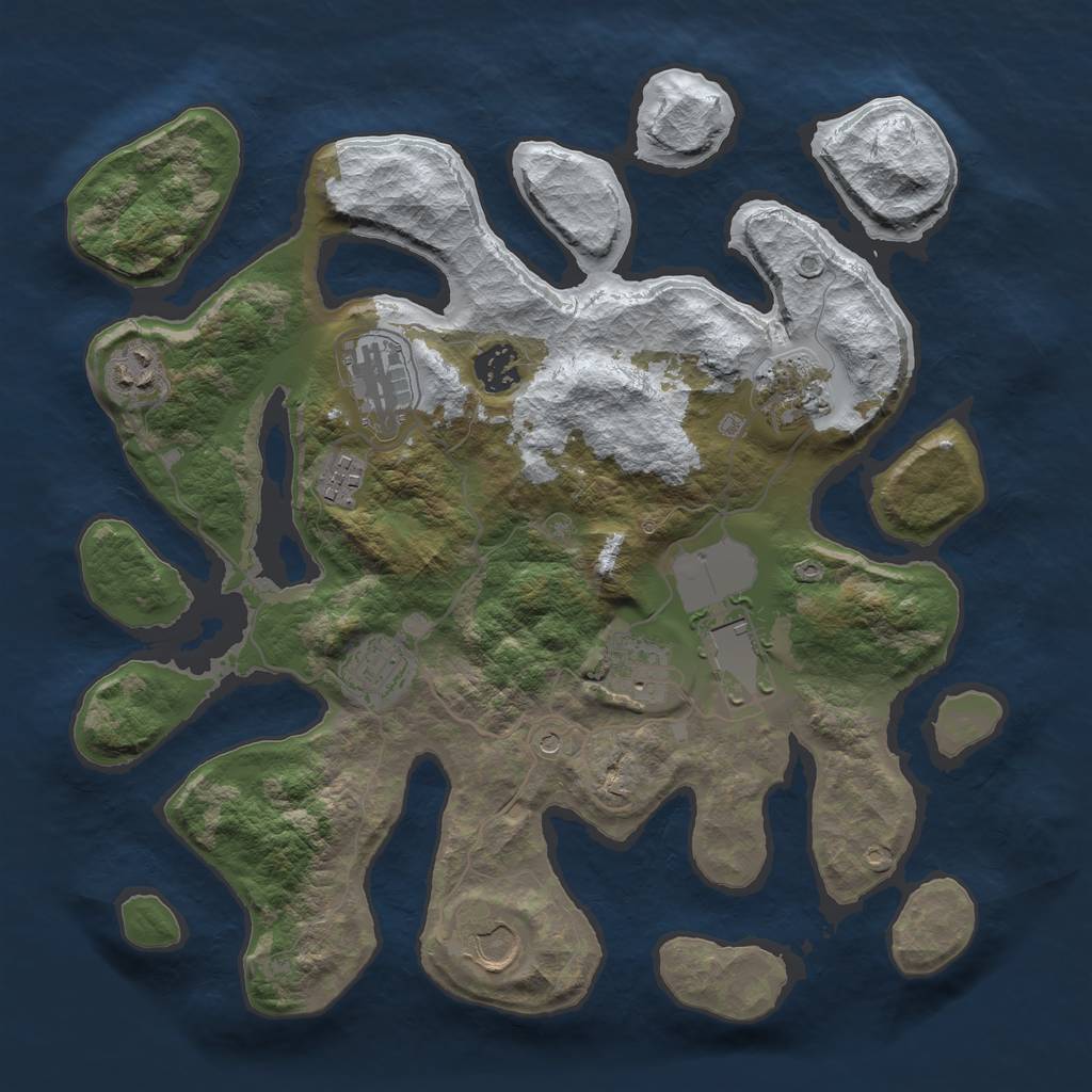 Rust Map: Barren, Size: 3500, Seed: 5795860, 12 Monuments