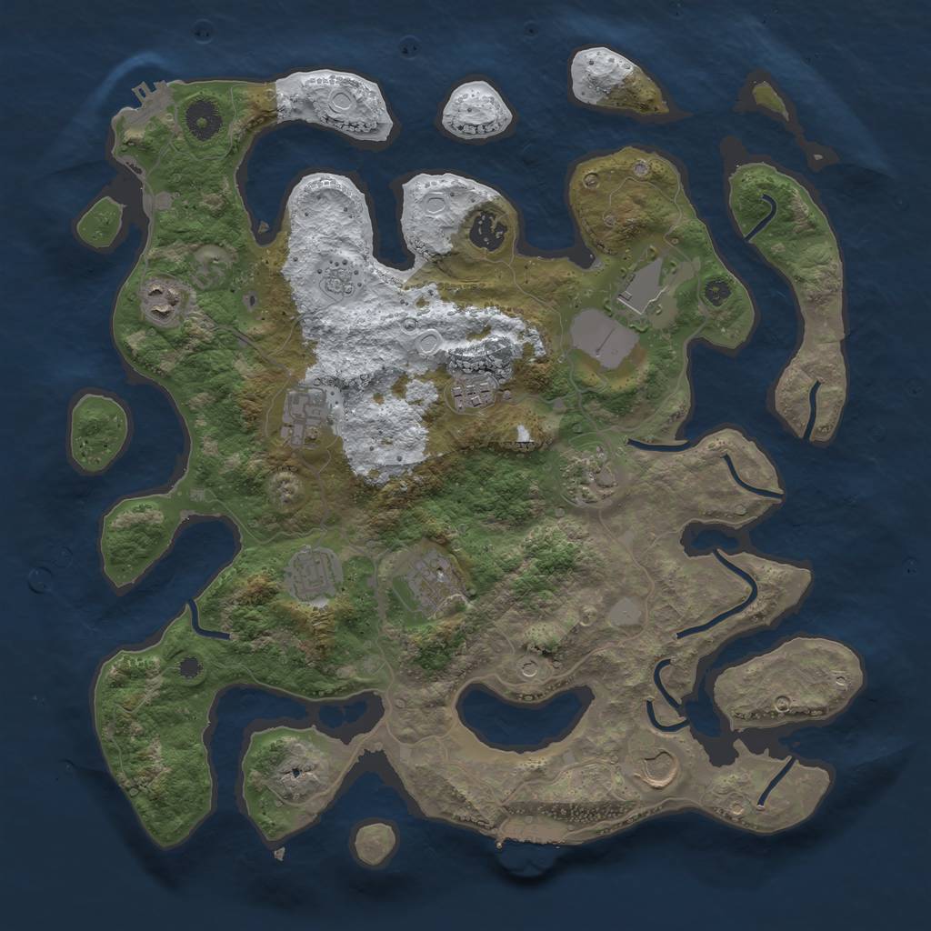 Rust Map: Procedural Map, Size: 3800, Seed: 557103, 18 Monuments