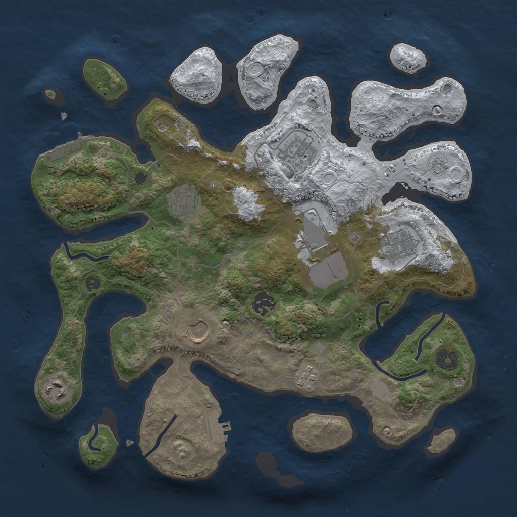 Rust Map: Procedural Map, Size: 3500, Seed: 3773257, 17 Monuments