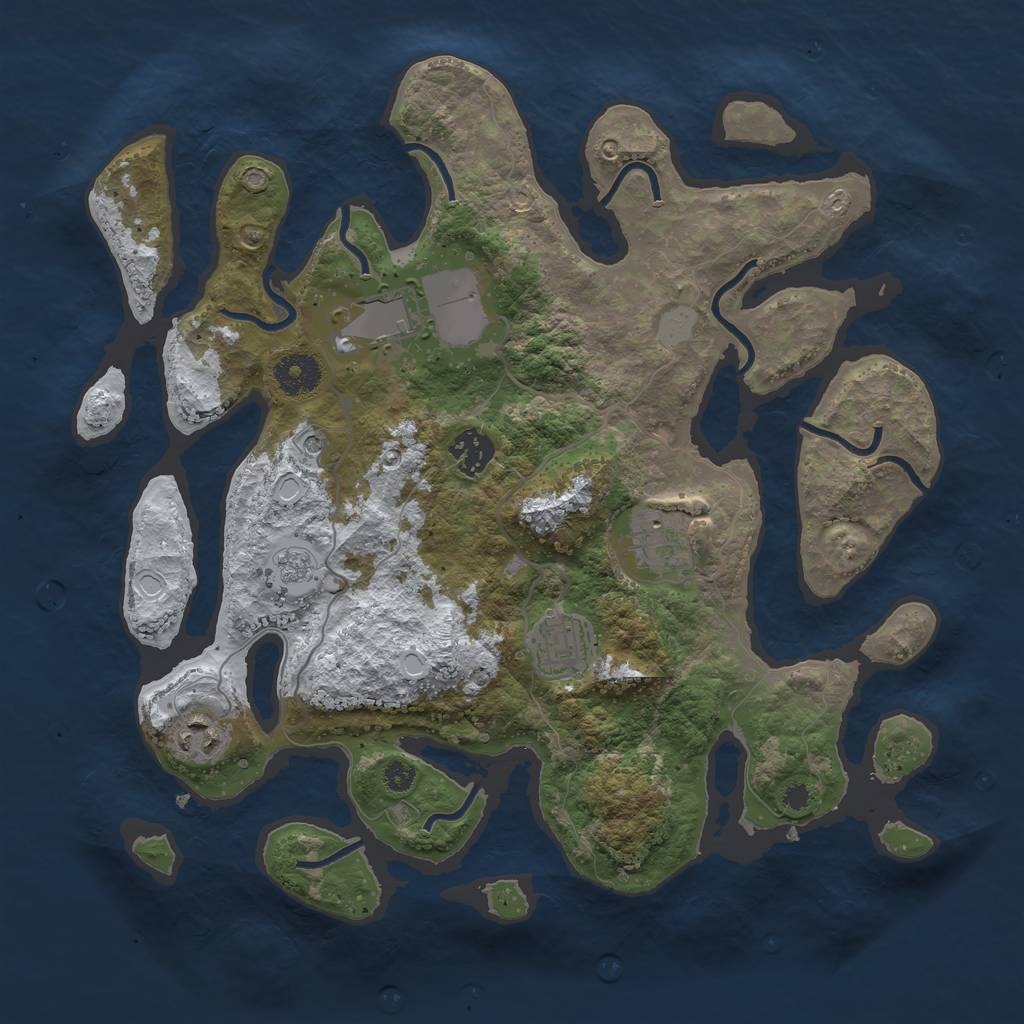Rust Map: Procedural Map, Size: 3500, Seed: 6421947, 12 Monuments
