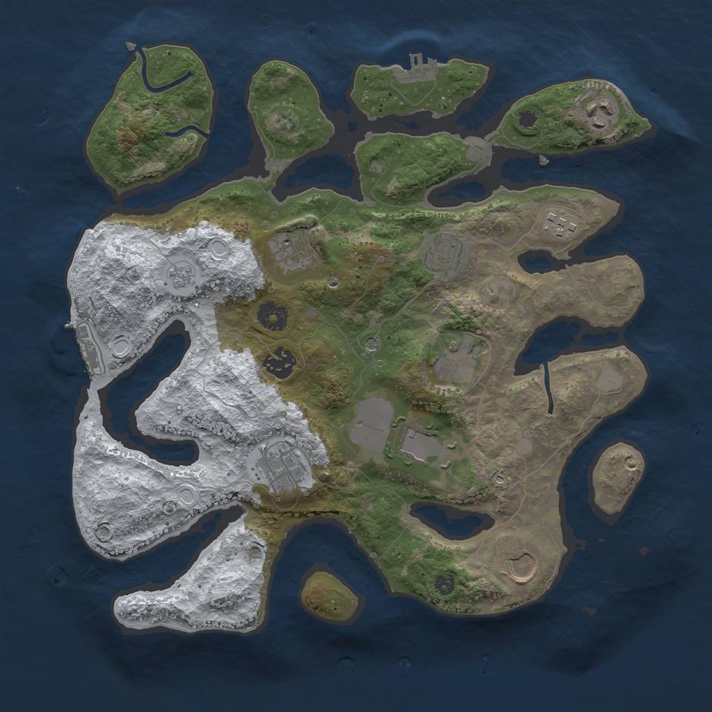 Rust Map: Procedural Map, Size: 3500, Seed: 757008848, 18 Monuments