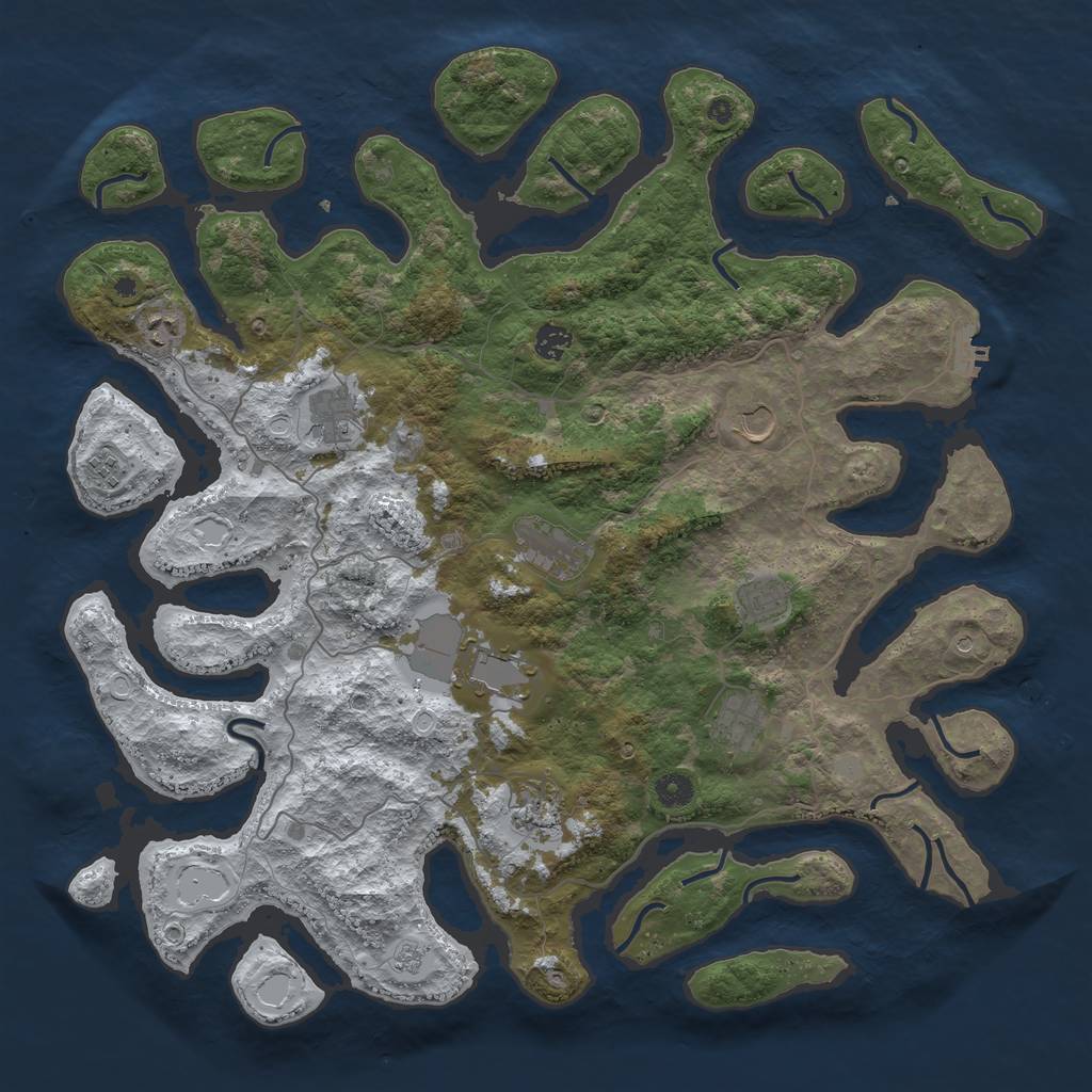 Rust Map: Procedural Map, Size: 4500, Seed: 754078, 18 Monuments