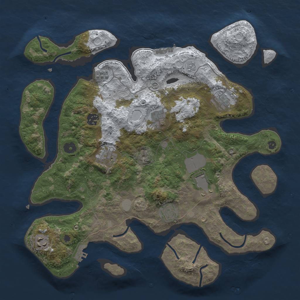 Rust Map: Procedural Map, Size: 3750, Seed: 1064521928, 17 Monuments