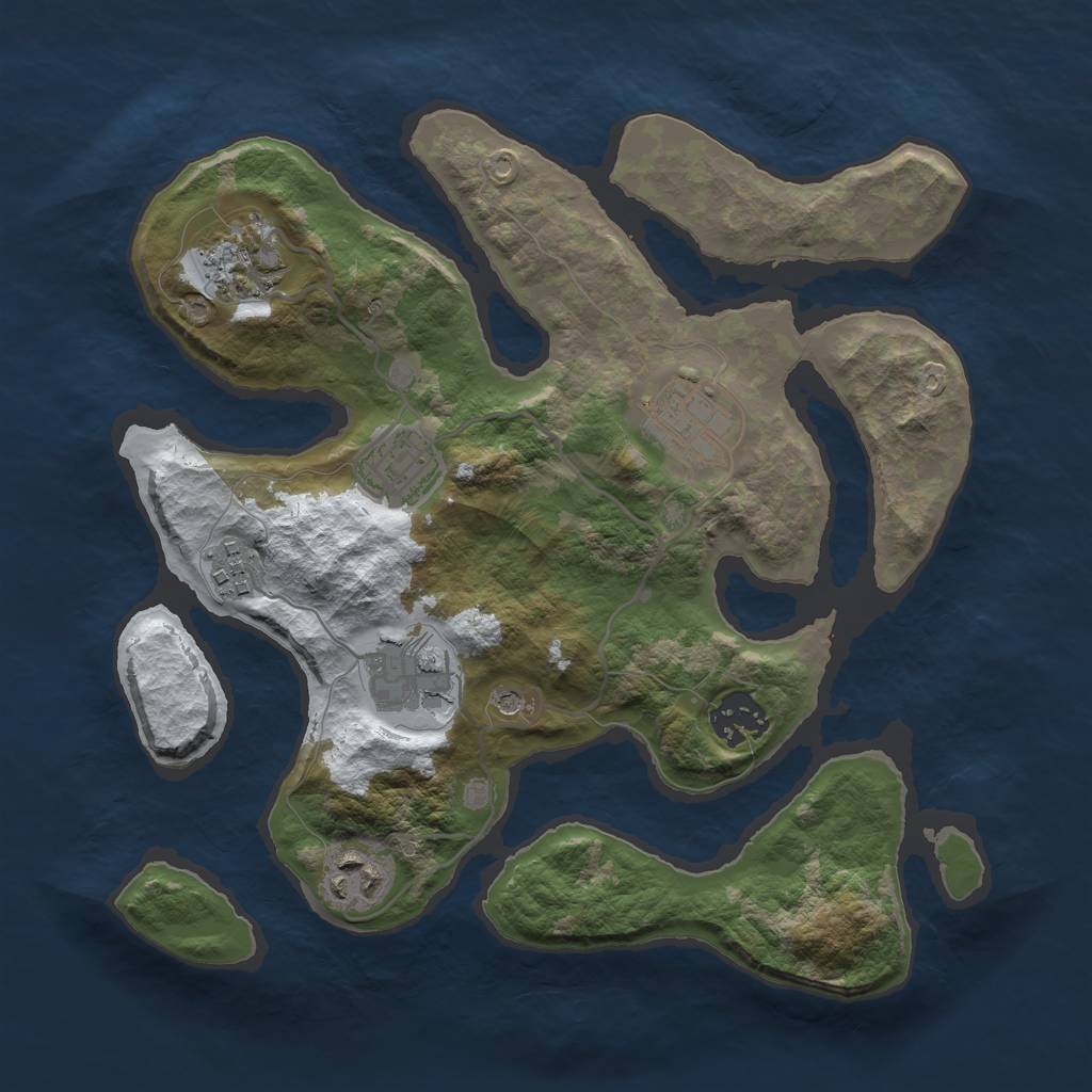 Rust Map: Barren, Size: 3000, Seed: 832, 10 Monuments