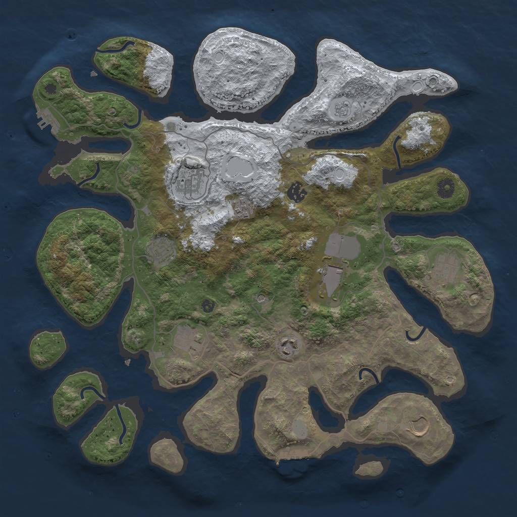 Rust Map: Procedural Map, Size: 4000, Seed: 1618401568, 18 Monuments