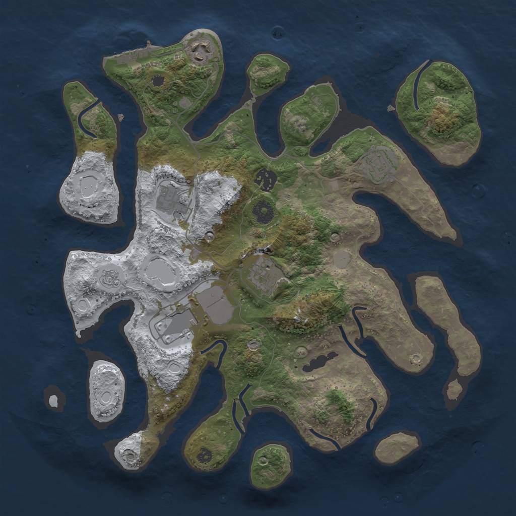 Rust Map: Procedural Map, Size: 3500, Seed: 2607621, 13 Monuments
