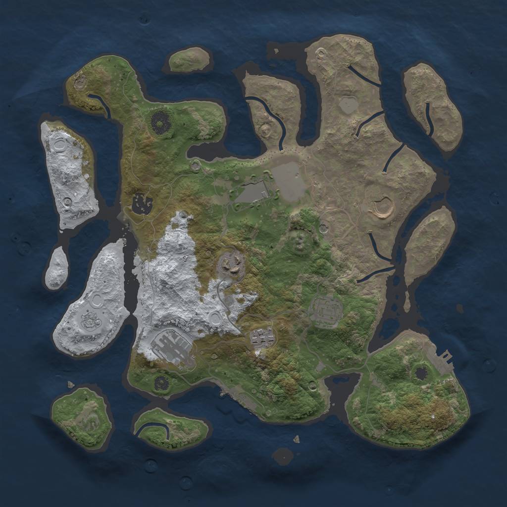 Rust Map: Procedural Map, Size: 3500, Seed: 4814455, 16 Monuments