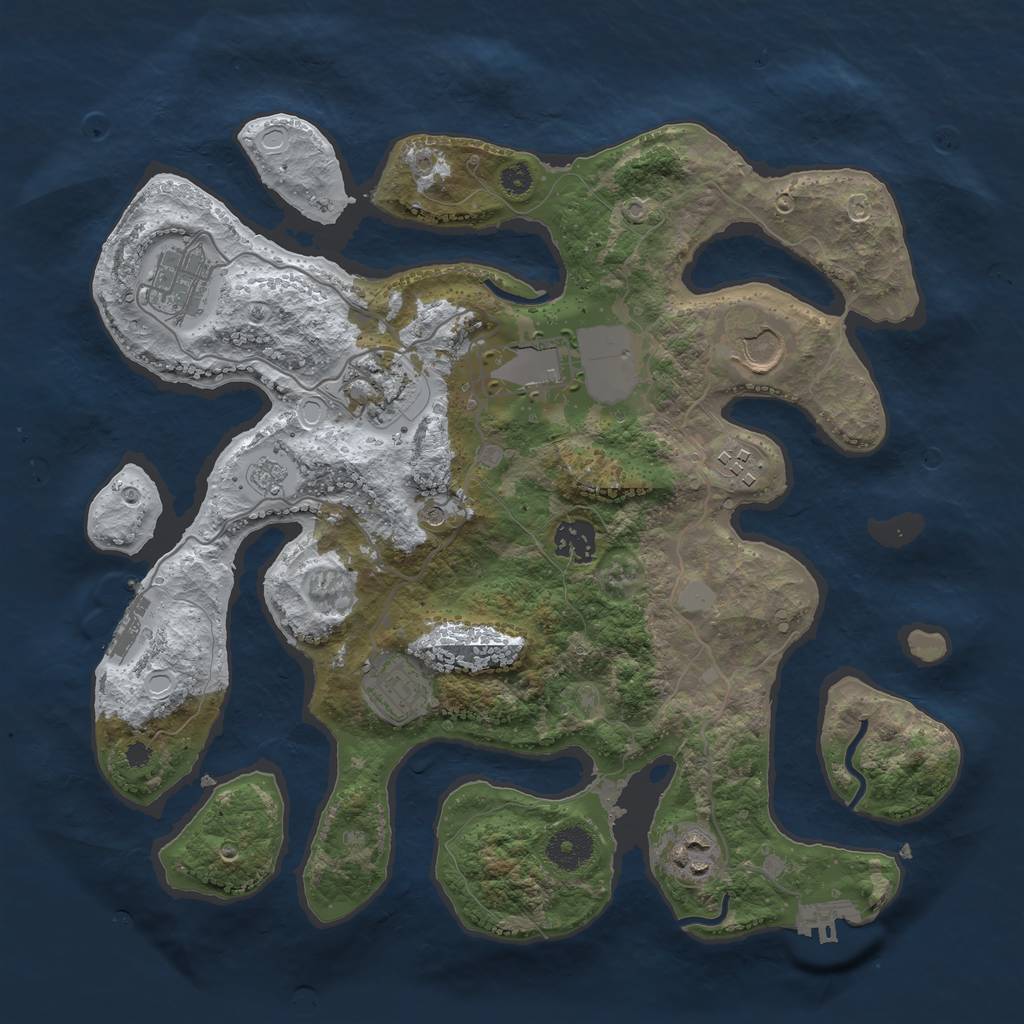Rust Map: Procedural Map, Size: 3500, Seed: 2880766, 17 Monuments