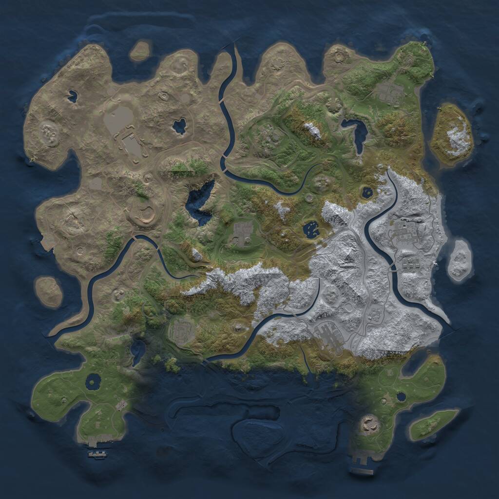 Rust Map: Procedural Map, Size: 4500, Seed: 43584, 17 Monuments