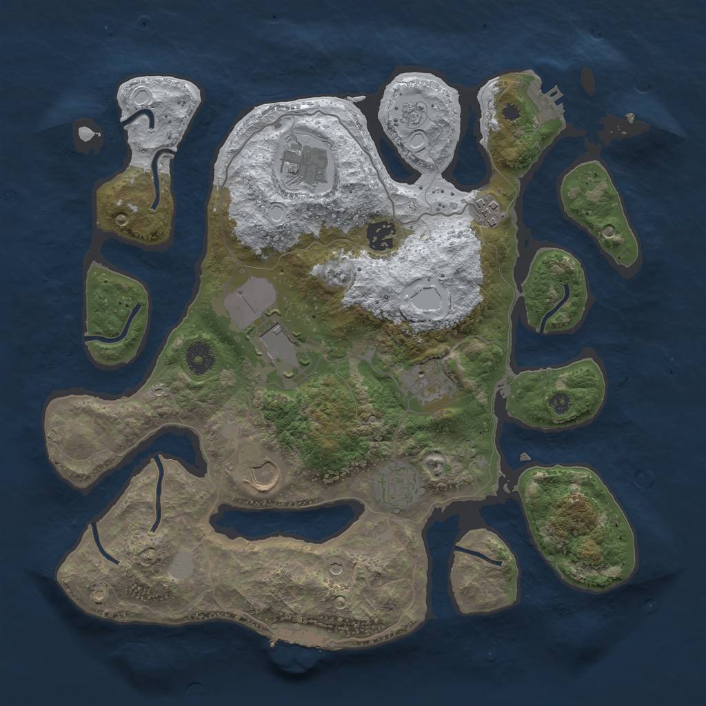 Rust Map: Procedural Map, Size: 3500, Seed: 2094280, 16 Monuments