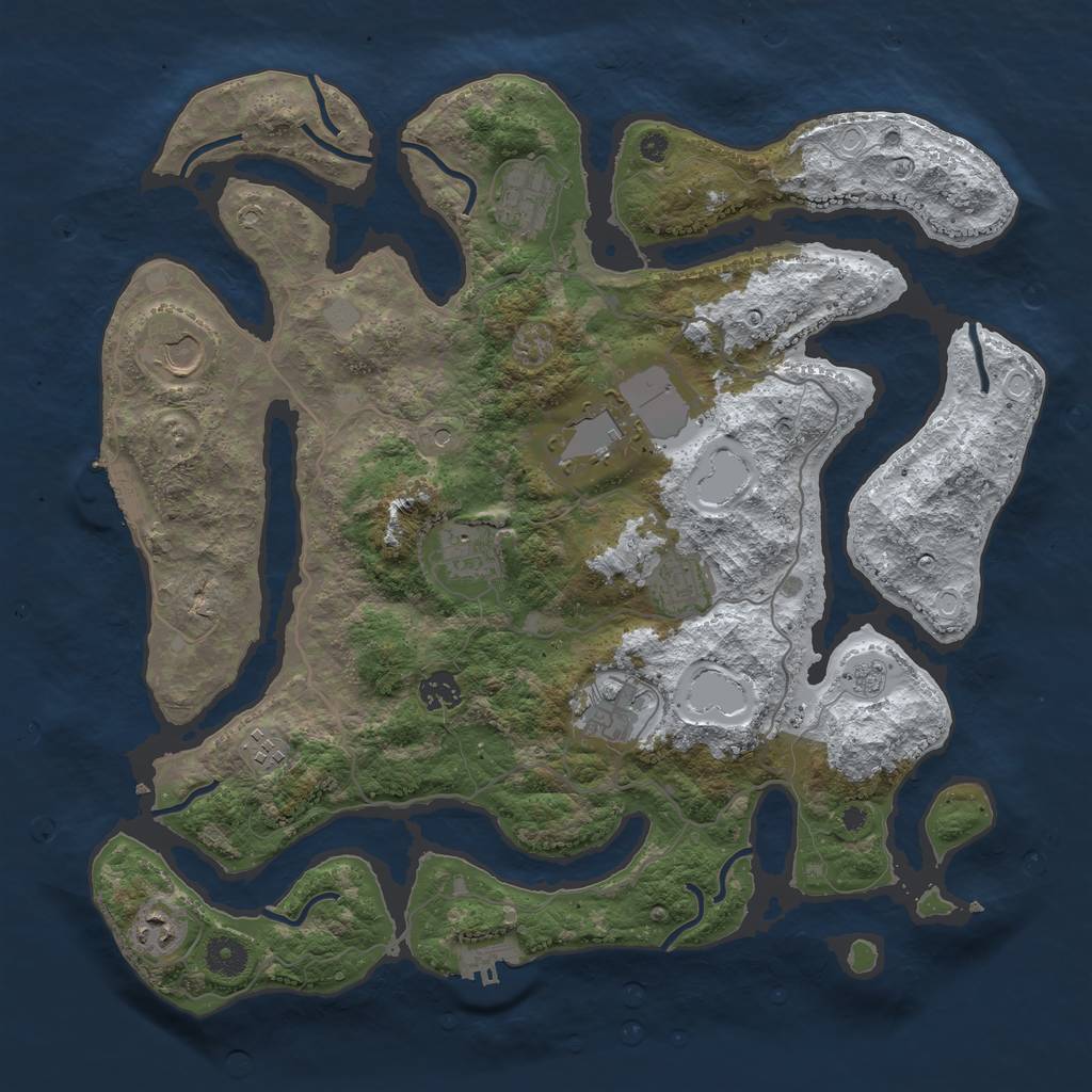 Rust Map: Procedural Map, Size: 4000, Seed: 957197727, 18 Monuments