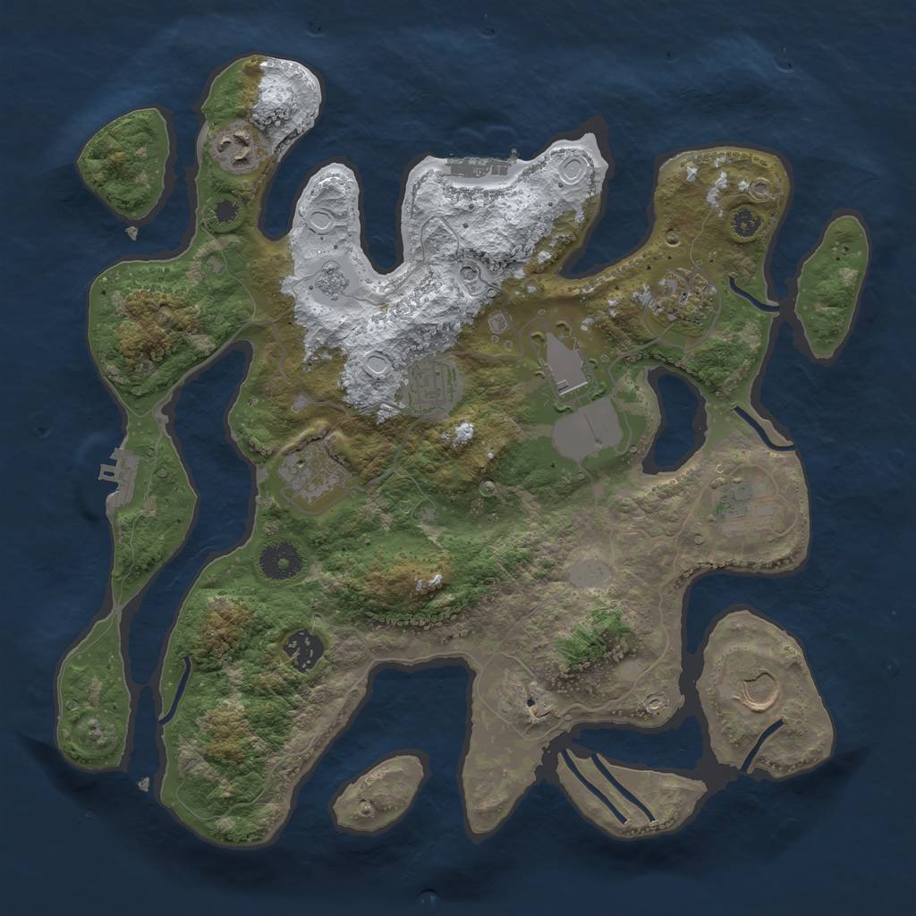 Rust Map: Procedural Map, Size: 3500, Seed: 3240073, 17 Monuments