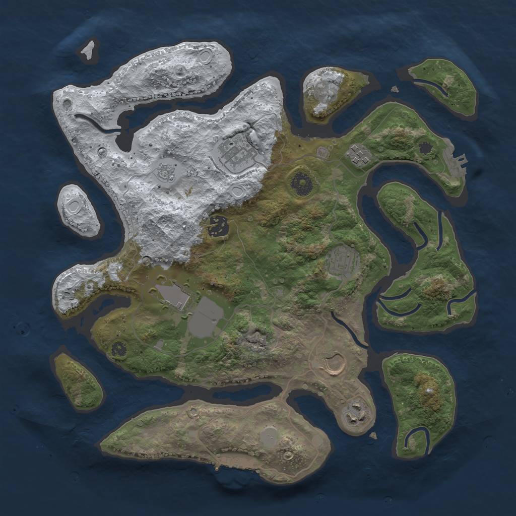 Rust Map: Procedural Map, Size: 3500, Seed: 6165303, 15 Monuments