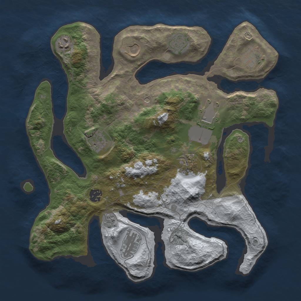 Rust Map: Barren, Size: 3500, Seed: 1797875, 13 Monuments