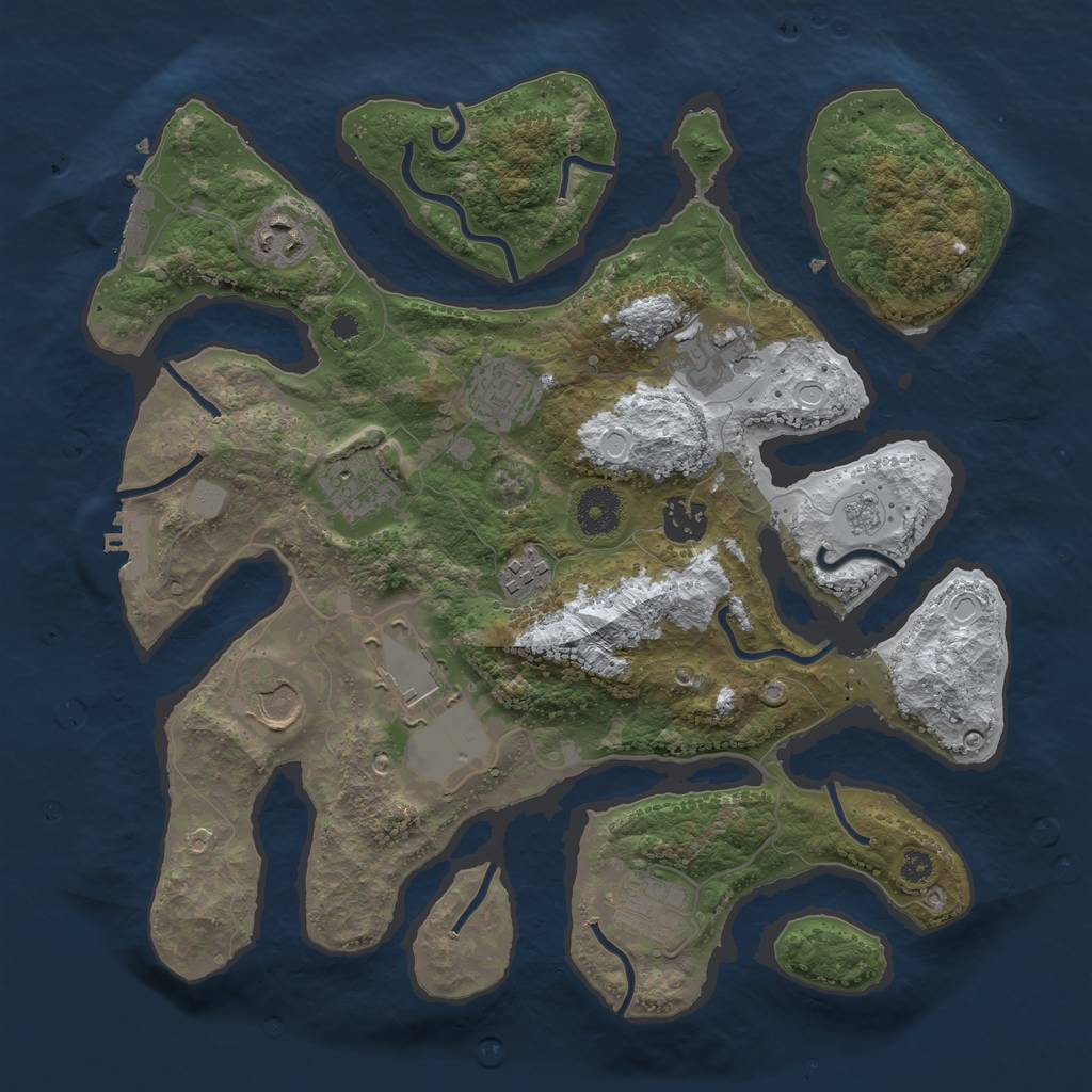 Rust Map: Procedural Map, Size: 3500, Seed: 4617123, 17 Monuments