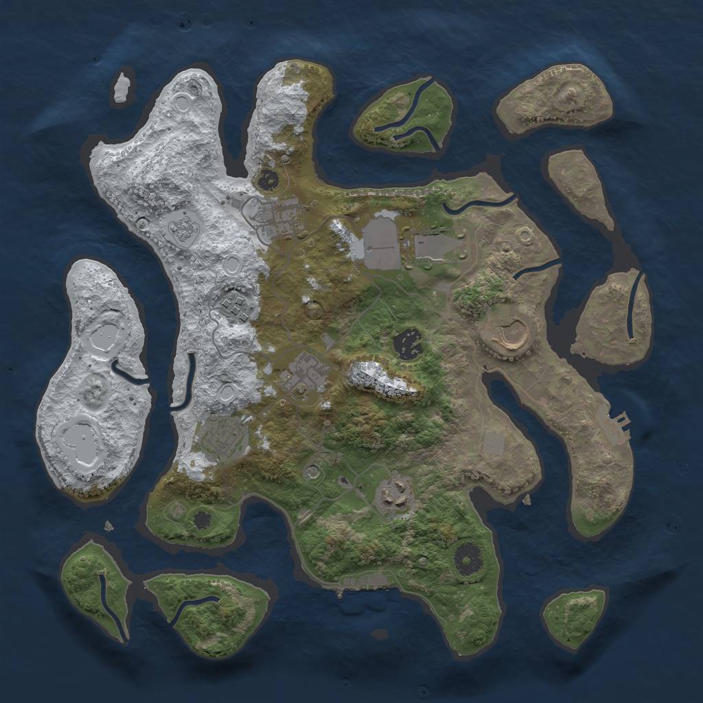 Rust Map: Procedural Map, Size: 3500, Seed: 1721507, 17 Monuments