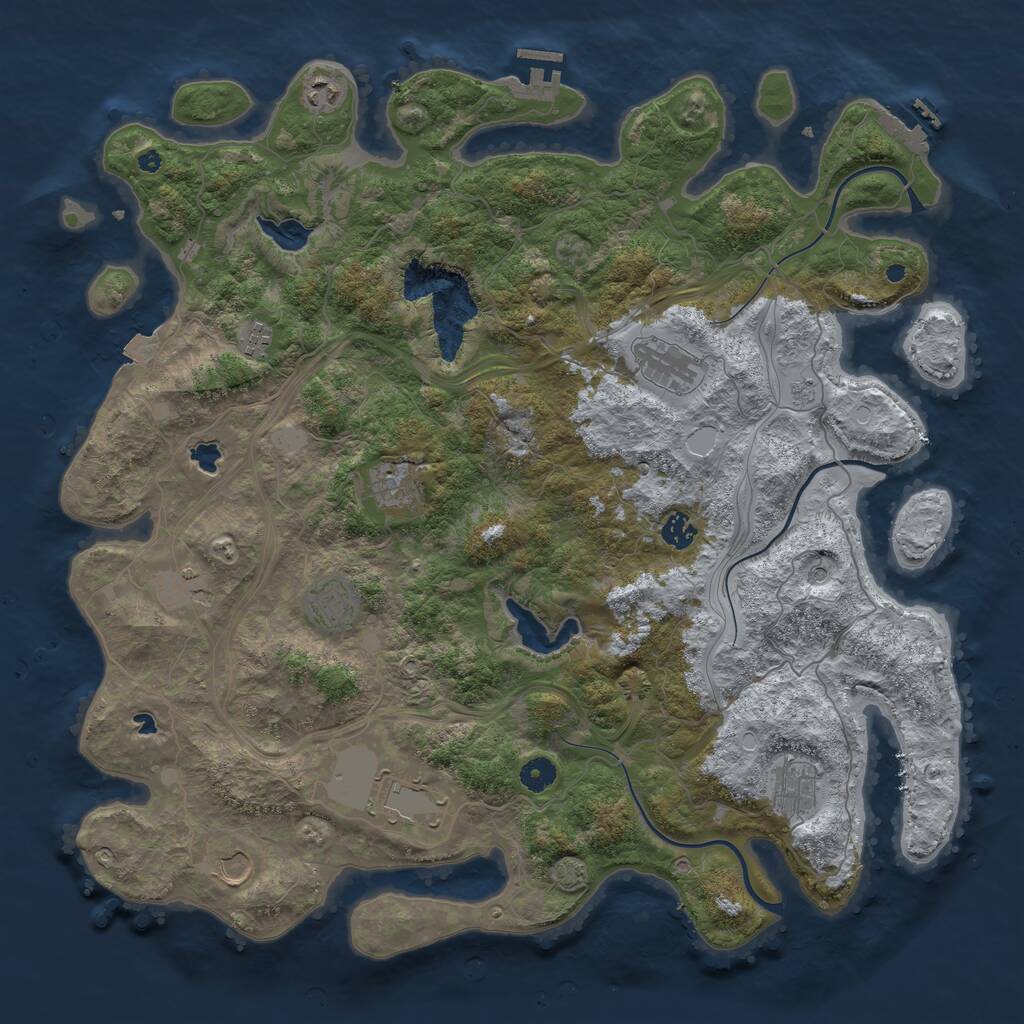 Rust Map: Procedural Map, Size: 4500, Seed: 743176643, 16 Monuments