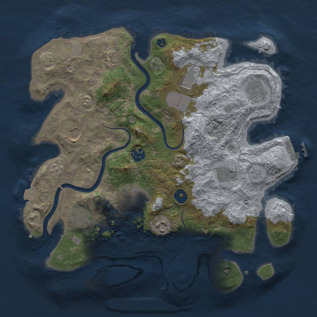 Rust Map: Procedural Map, Size: 3500, Seed: 5353813, 15 Monuments