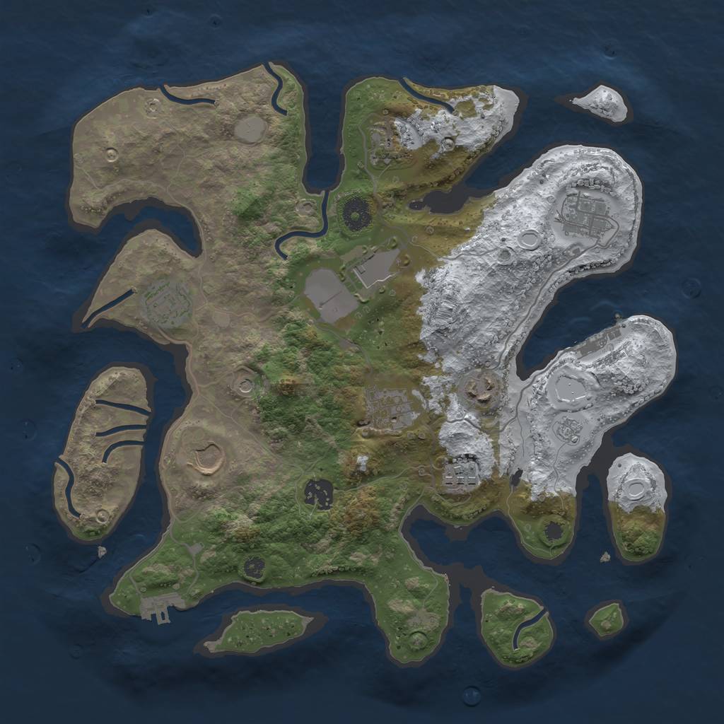 Rust Map: Procedural Map, Size: 3500, Seed: 5353813, 18 Monuments