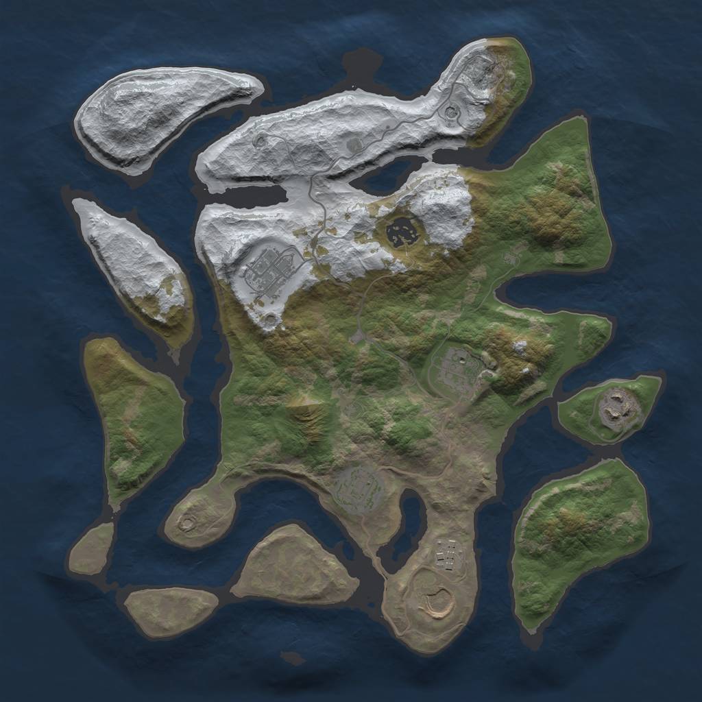 Rust Map: Barren, Size: 3500, Seed: 749216, 10 Monuments