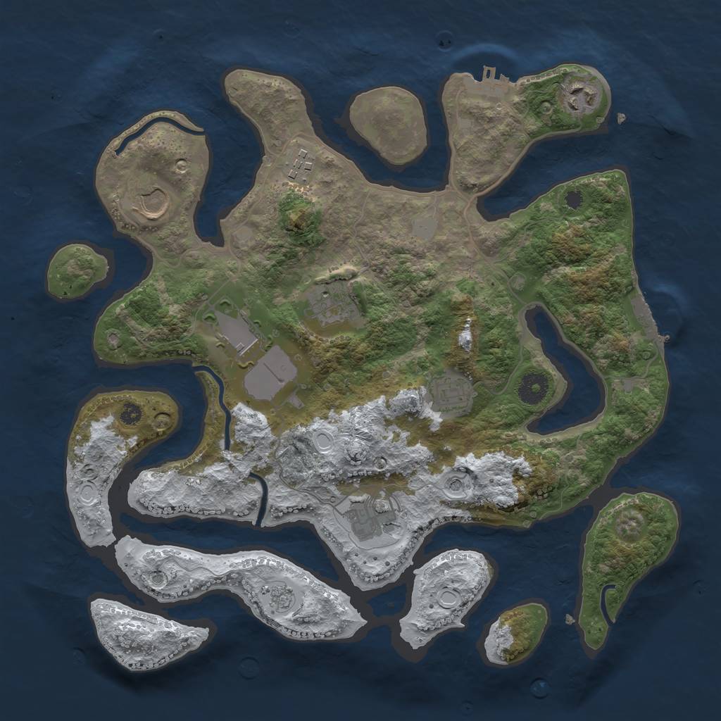 Rust Map: Procedural Map, Size: 3500, Seed: 761465, 16 Monuments