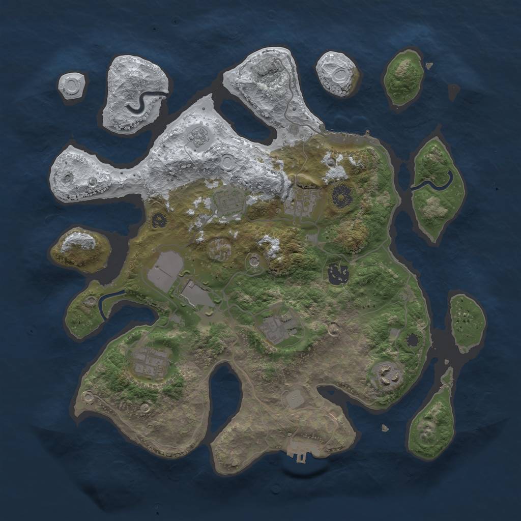 Rust Map: Procedural Map, Size: 3500, Seed: 378671, 16 Monuments