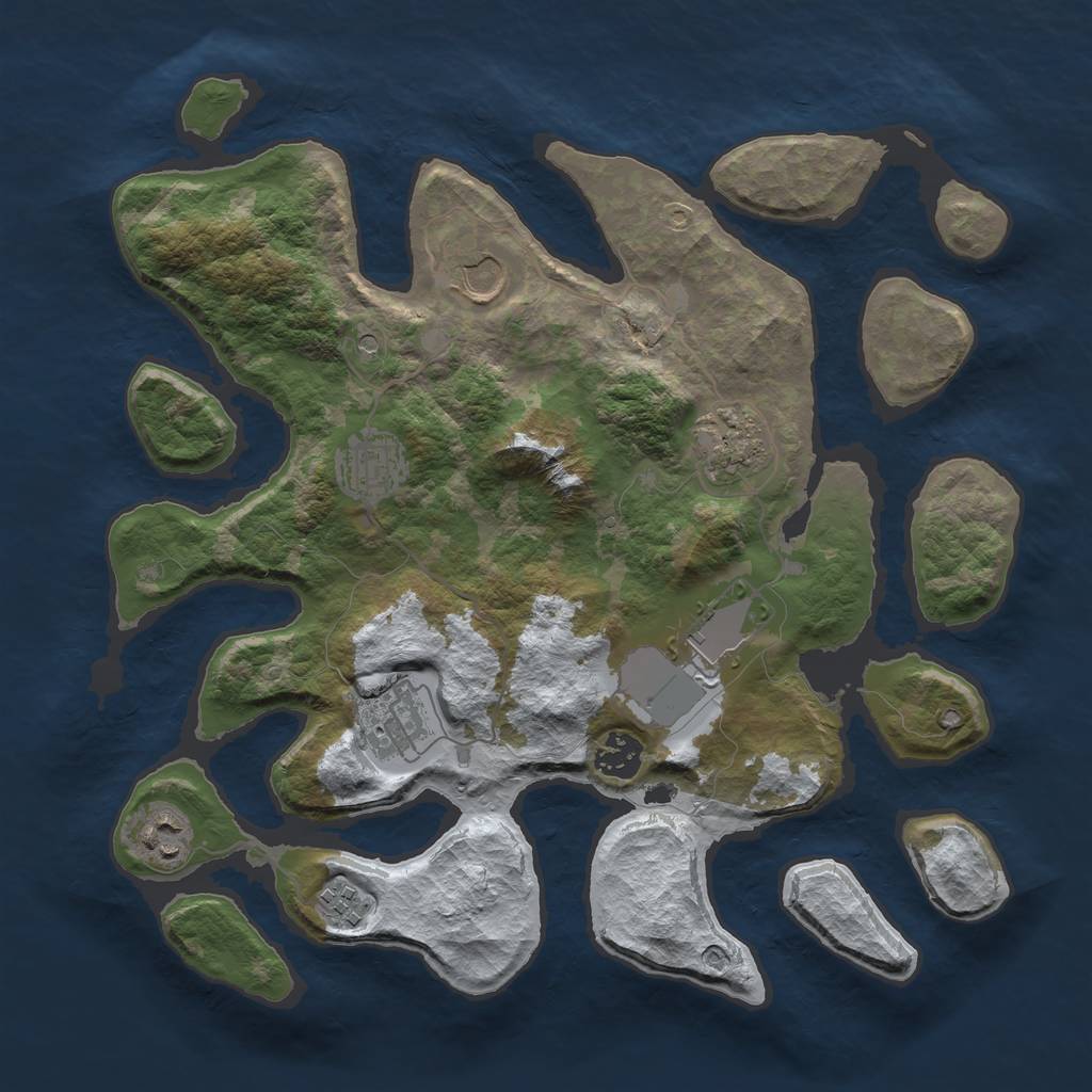 Rust Map: Barren, Size: 3500, Seed: 5092382, 11 Monuments