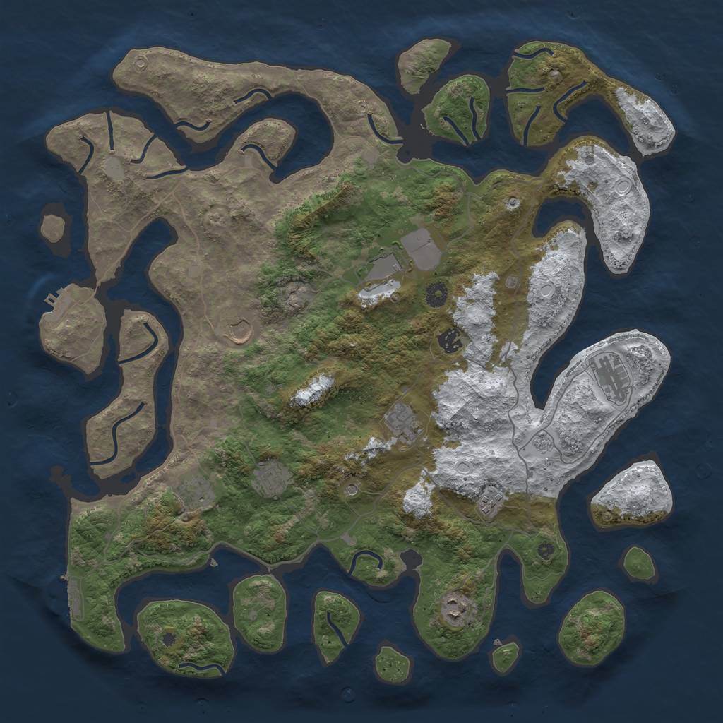 Rust Map: Procedural Map, Size: 4500, Seed: 3135152, 18 Monuments