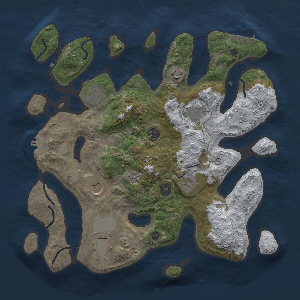 Rust Map: Procedural Map, Size: 3500, Seed: 520311777, 17 Monuments