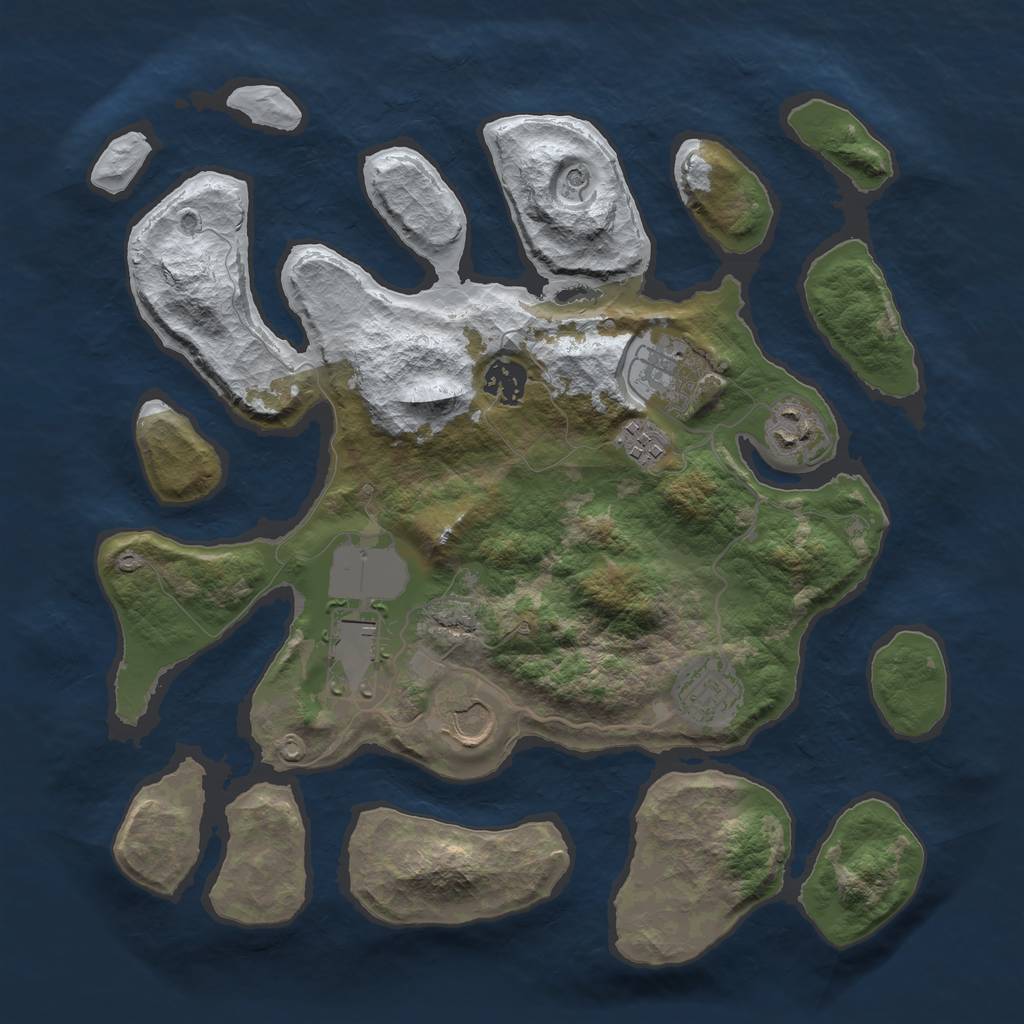 Rust Map: Barren, Size: 3500, Seed: 1659798, 10 Monuments