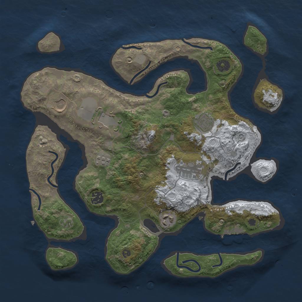 Rust Map: Procedural Map, Size: 3500, Seed: 2191206, 14 Monuments