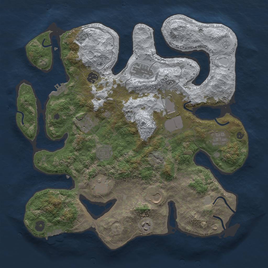 Rust Map: Procedural Map, Size: 3850, Seed: 2114811881, 19 Monuments