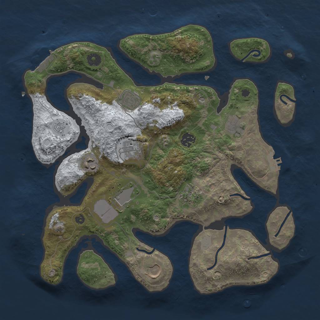 Rust Map: Procedural Map, Size: 3500, Seed: 5807545, 17 Monuments