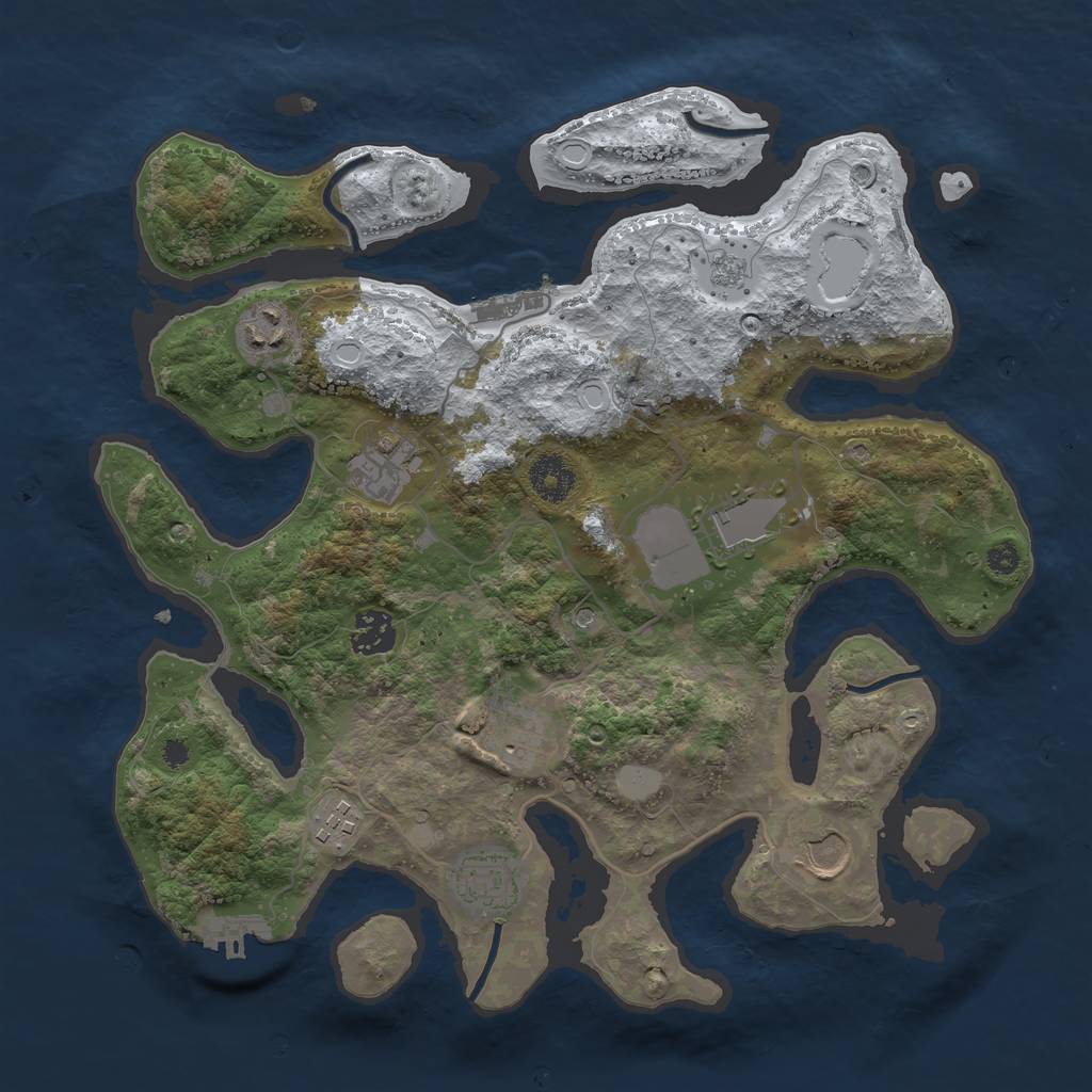 Rust Map: Procedural Map, Size: 3500, Seed: 3323455, 17 Monuments