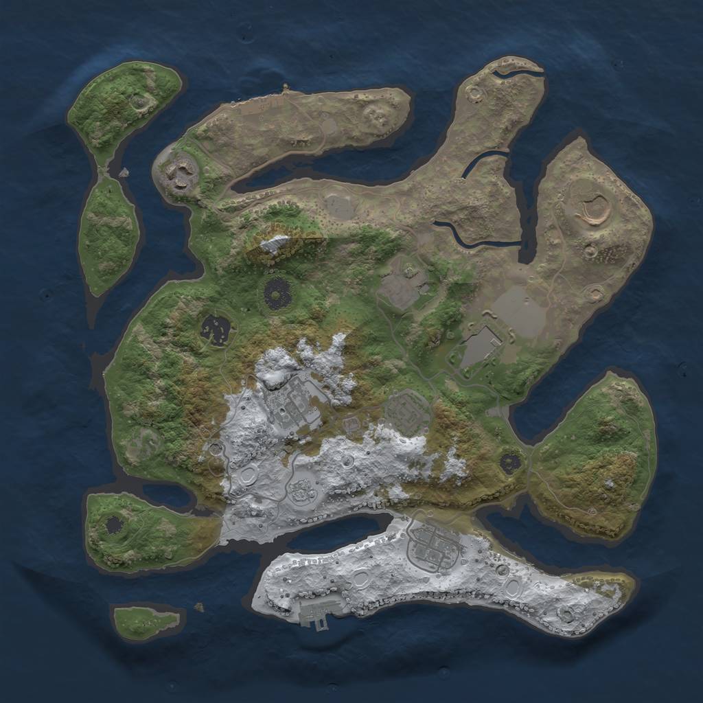 Rust Map: Procedural Map, Size: 3500, Seed: 5393757, 17 Monuments
