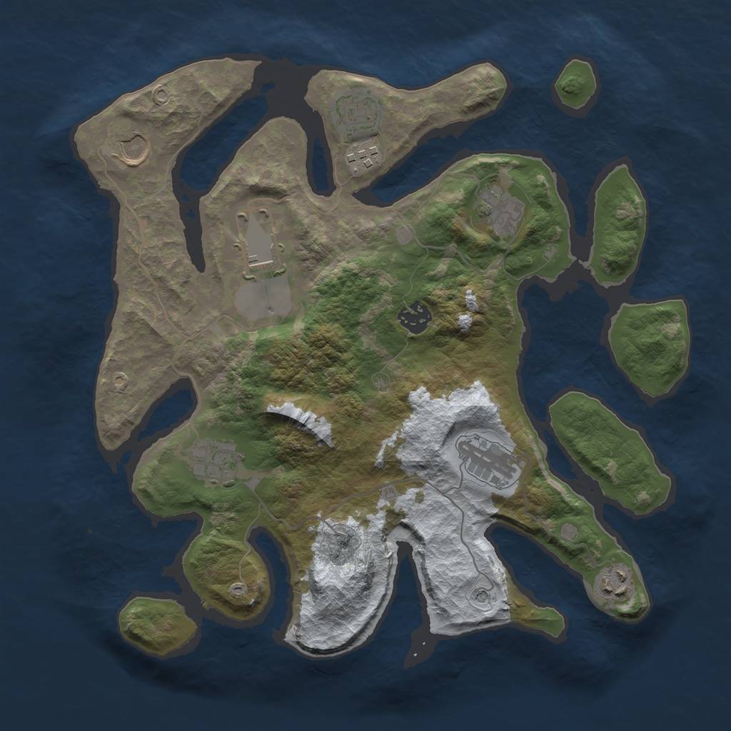 Rust Map: Barren, Size: 3500, Seed: 512716, 12 Monuments
