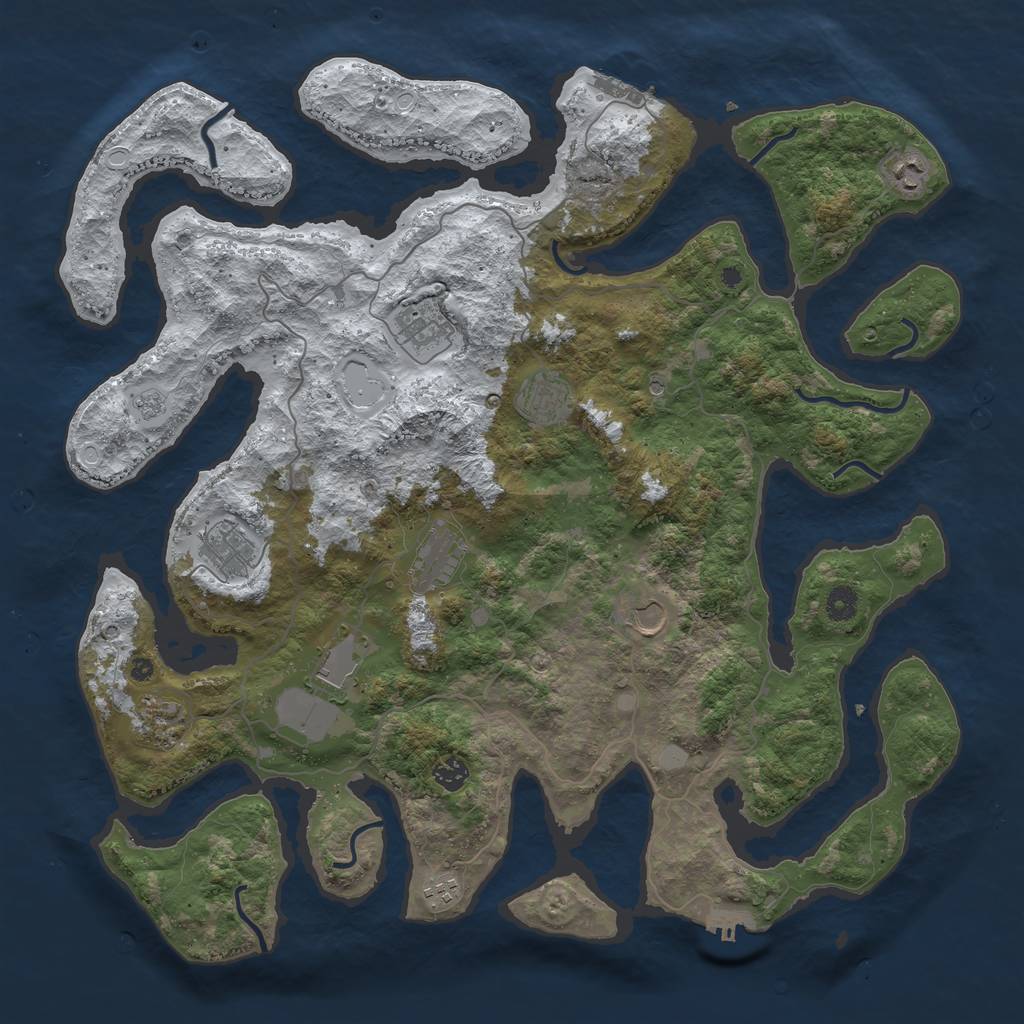 Rust Map: Procedural Map, Size: 4500, Seed: 3752395, 19 Monuments