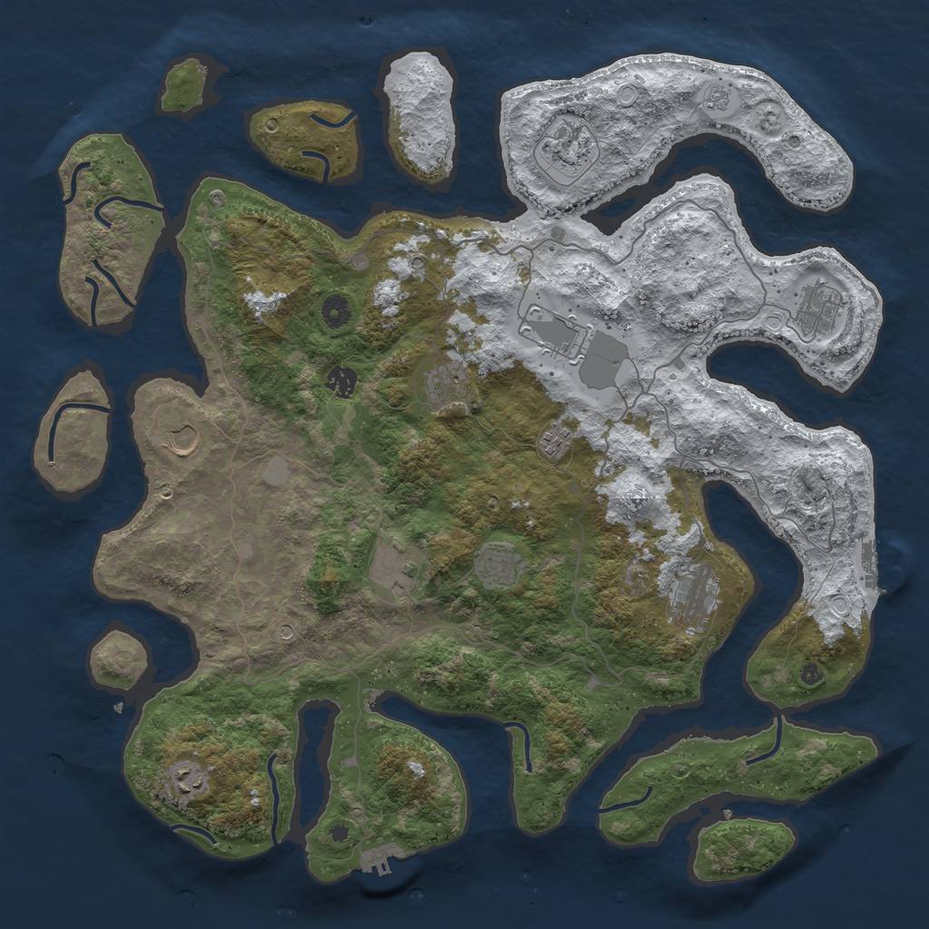 Rust Map: Procedural Map, Size: 4500, Seed: 3937943, 20 Monuments