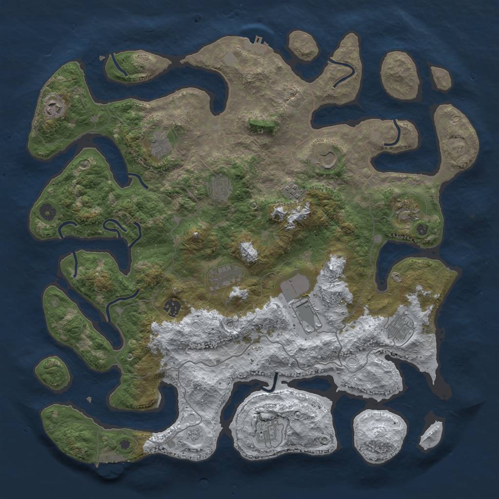 Rust Map: Procedural Map, Size: 4500, Seed: 72257, 20 Monuments