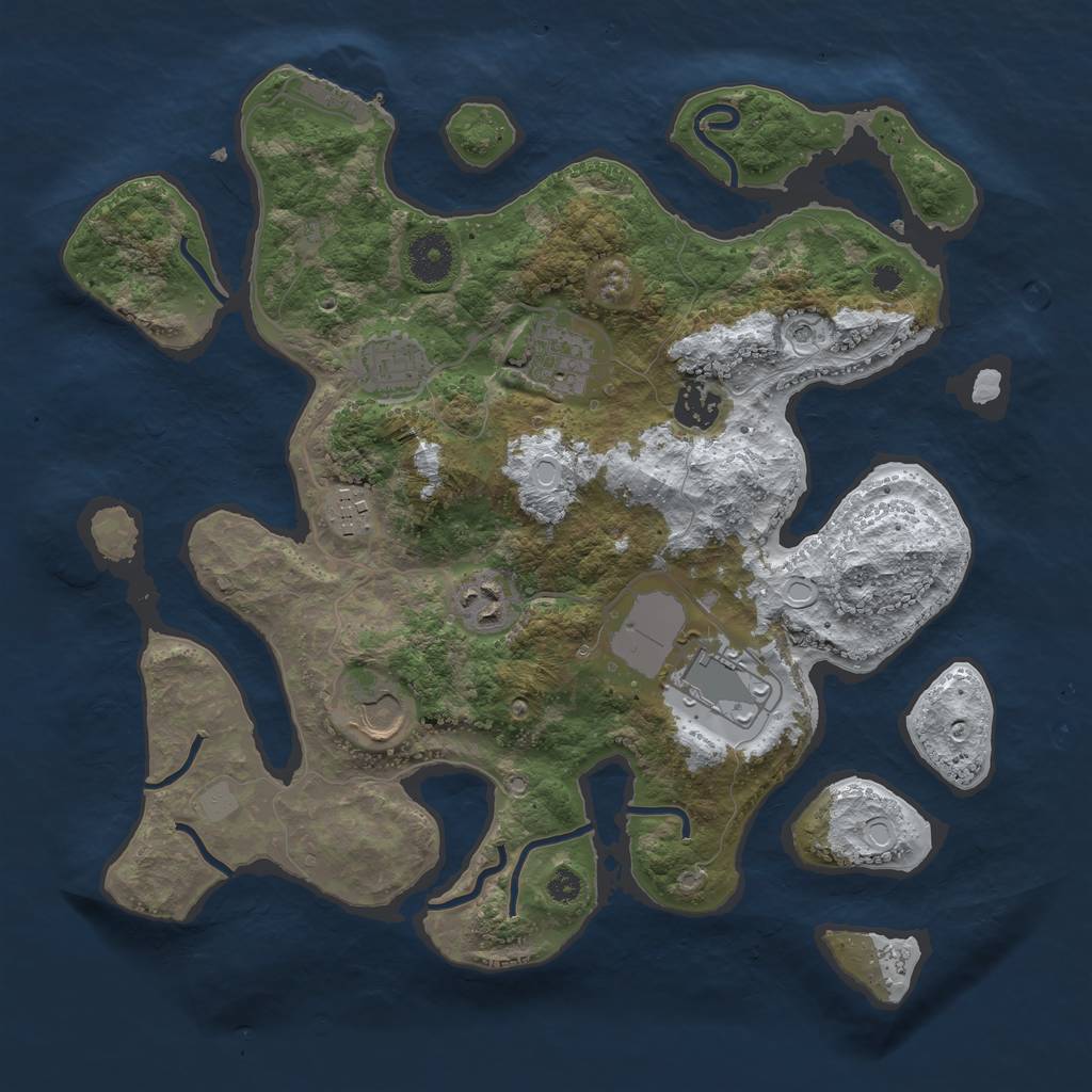 Rust Map: Procedural Map, Size: 3500, Seed: 811515, 14 Monuments