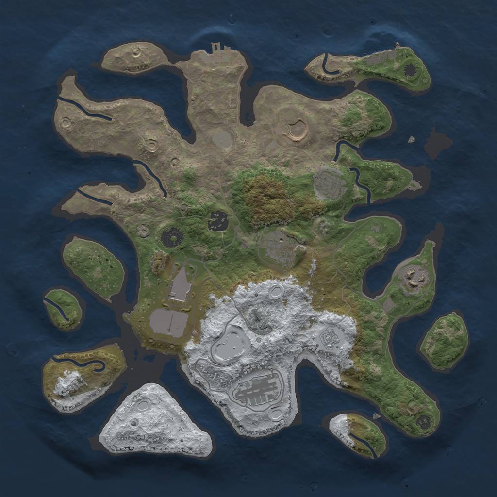 Rust Map: Procedural Map, Size: 3500, Seed: 1115004, 15 Monuments