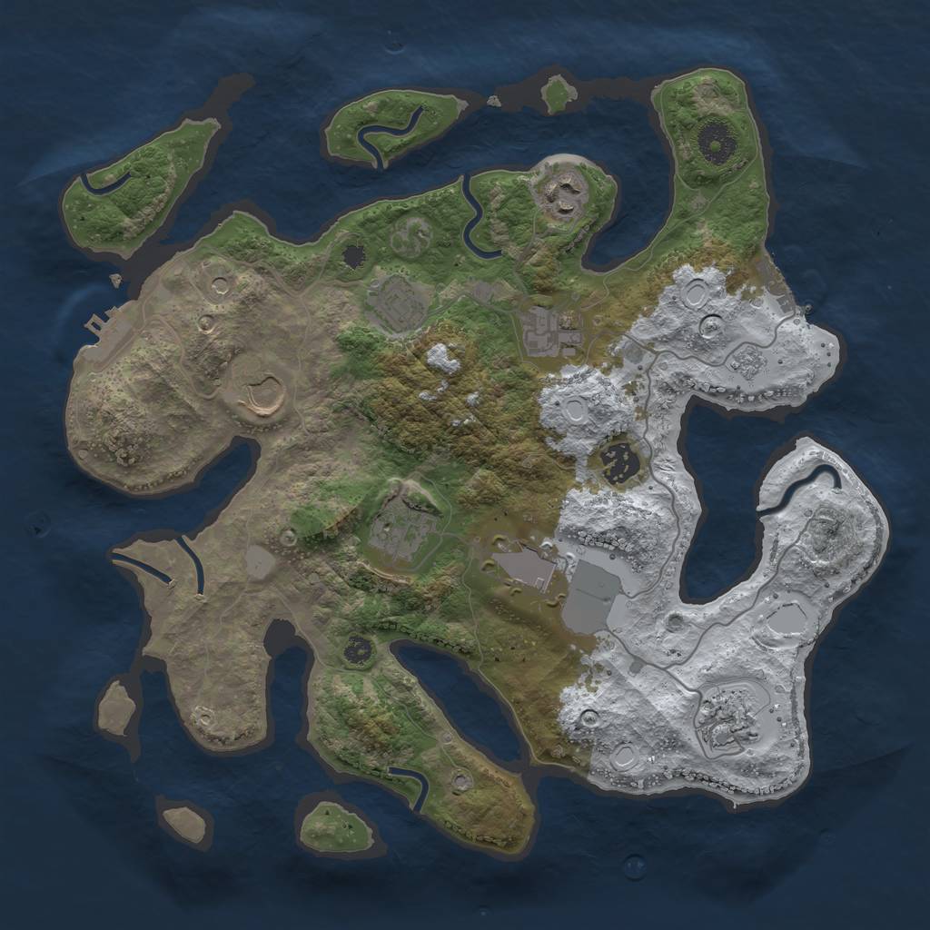 Rust Map: Procedural Map, Size: 3500, Seed: 4943634, 17 Monuments