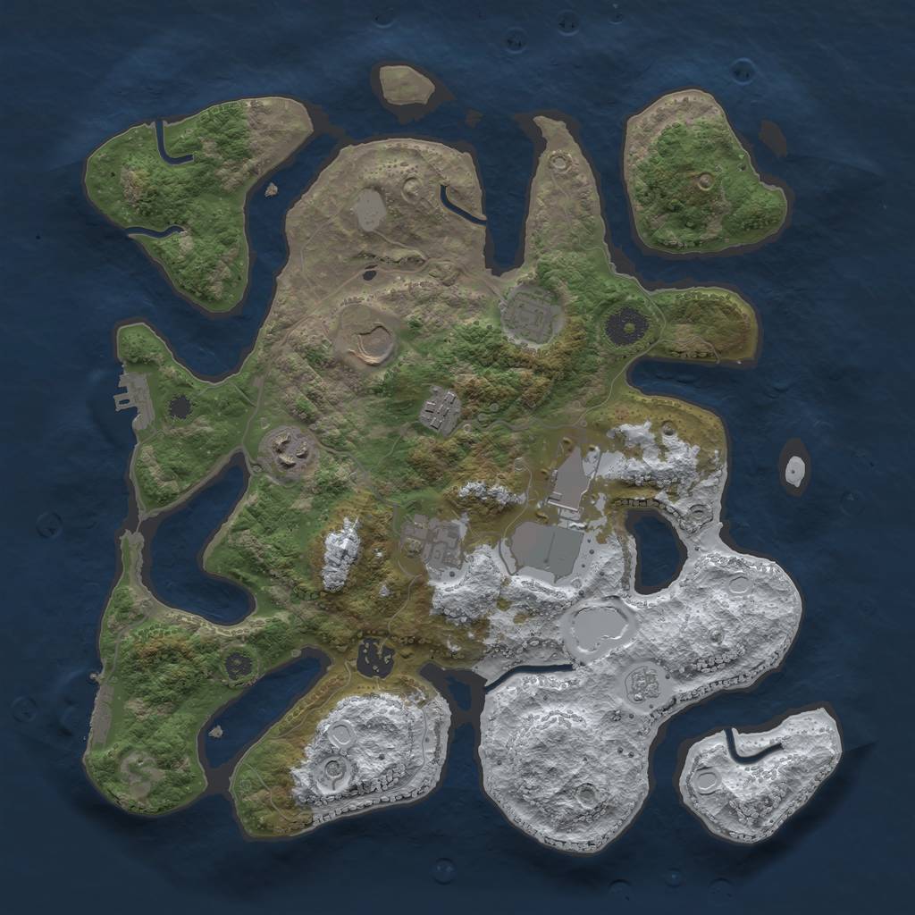 Rust Map: Procedural Map, Size: 3500, Seed: 4606649, 16 Monuments