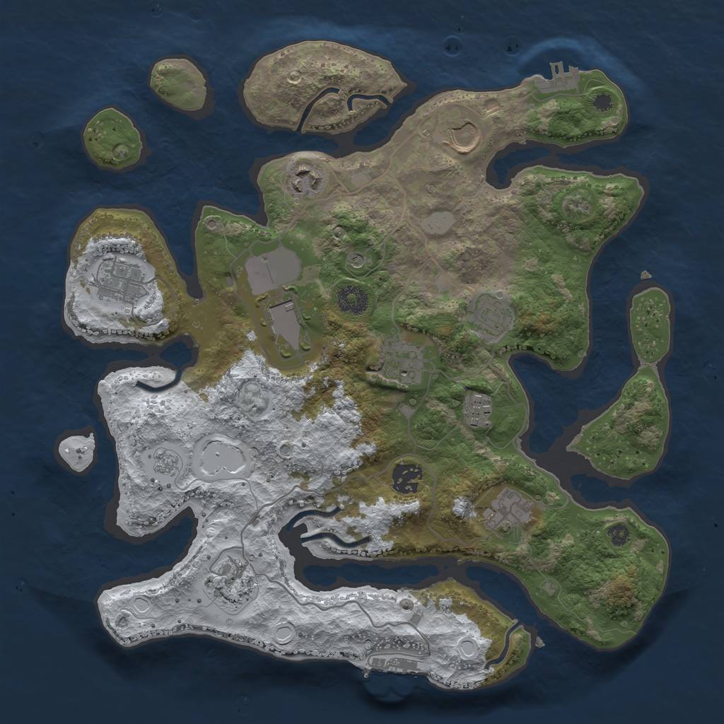 Rust Map: Procedural Map, Size: 3500, Seed: 2764610, 19 Monuments